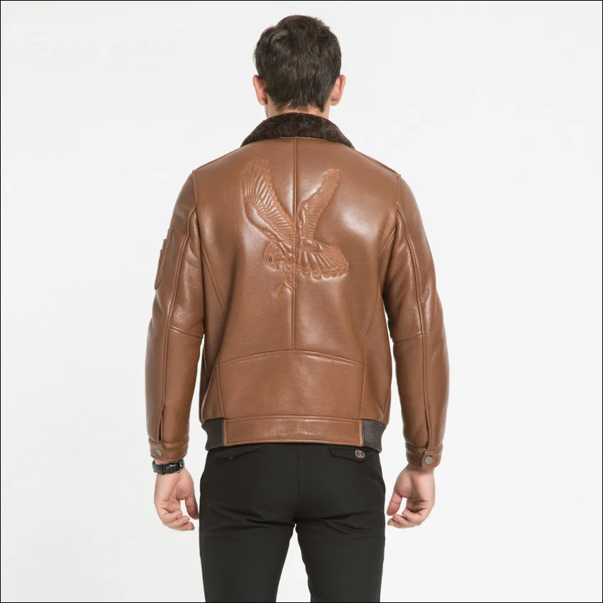 Мужская куртка из натуральной овечьей кожи Maylooks модная эко и меха модель WS95 на