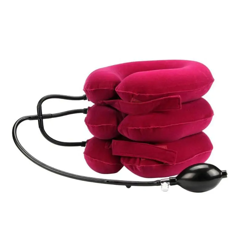 3 Слои надувной воздушный шейки вытягивающее устройство для шеи, мягкая, с круглой горловиной, для облегчения боли шеи носилки боль освобождают пользователя - Цвет: RED