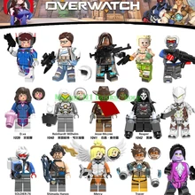For Game Overwatching DVA Genji Tracer 76 Junkrats Shimada Hanzo Mercy Rexxar Remar Medivh Battle Royale Building Blocks Toys