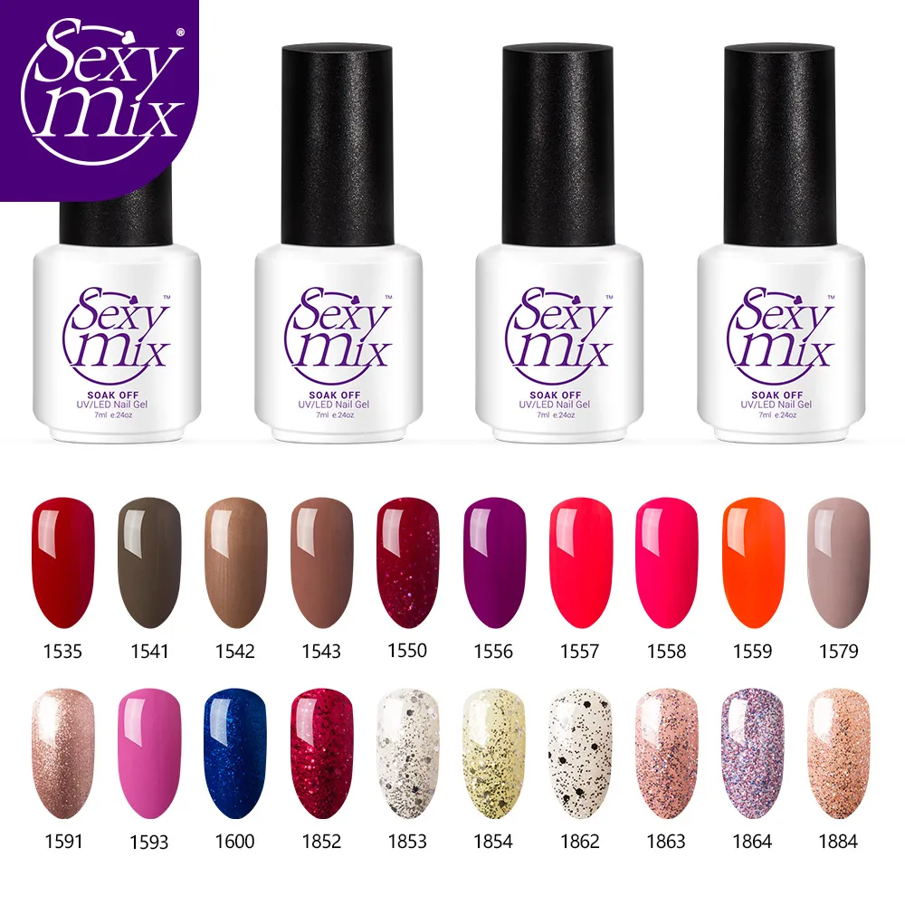 

Sexymix Gel Nail Polish 120 Colors Soak Off UV Nail Gel Polish Nail Art Semi Permanent Led Gel Nail Varnish Glitter Series Gel
