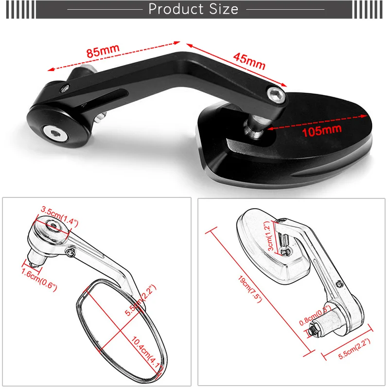 Ракбокс 2 шт. moto mirrorsUniversal moto rcycle велосипед бар черный конец зеркала заднего вида 7/" для moto rcycle уличные Велосипеды Спорт