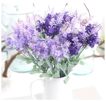

10 Bunch Silk Flower Wedding Bouquet Lavender Artificial Flowers Vivid Fake Bouquet Wedding Flower Home Decoration 10 Heads
