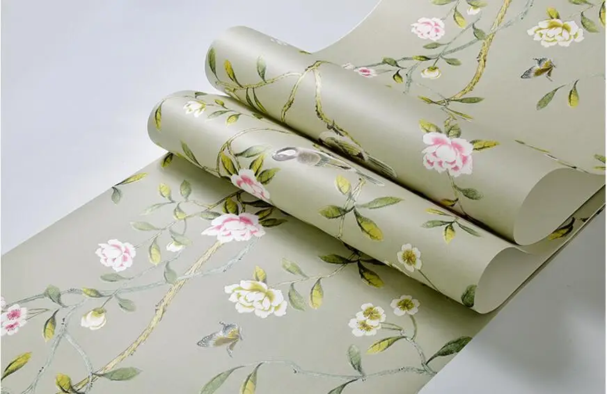 Papel de Parede Sala de Estar Beibehang Vintage American Pastoral Tecido Não Tecido Floral Quarto Sofá Compacto 30 Cheap Pap. parede