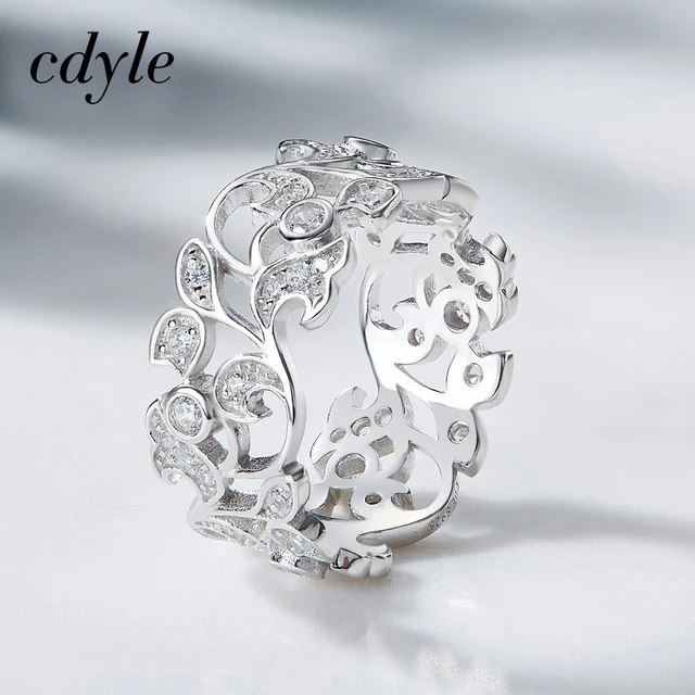 Cdyle Silver 925 Sterling Ring for Women Hollow Rhinestone Engagement Simple Boh Cdyle Silver 925 Sterling Ring for Women Hollow Rhinestone Engagement Simple Boh