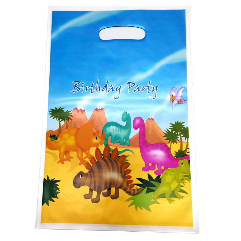 Дети Мальчики сувениры милый динозавр тема, детский душ вечерние пластиковые Лут сумки с днем на дни рождения, особые события украшения подарки сумки 20 шт./лот