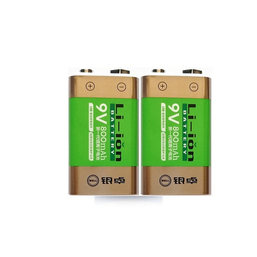 

2pcs/lot Hot sale 800mAh lithium ion battery 9 V rechargeable battery for smoke detector wireless microphone