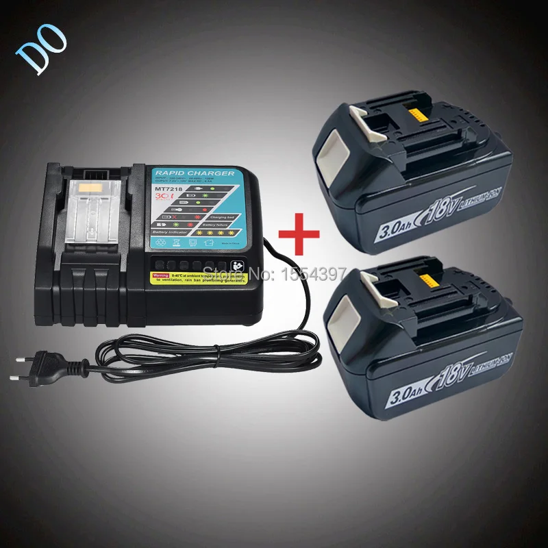 

2PCS Rechargeable Lithium Ion 18V BL1830 3000mAh with Power Tool Battery Charger Replacement for Makita 18V BL1840 BL1815 LXT