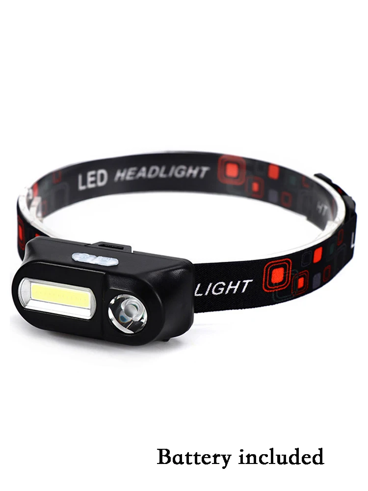 Outdoor Camping Portable Mini Xpe+cob Led Headlamp Usb Charging Fishing Headlights Auto Mechanic Flashlight Waterproof Bright - Испускаемый цвет: B-including battery