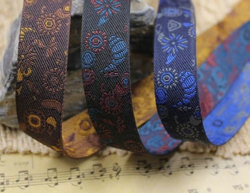 

Three-color sun flower lace ribbon 10ydx20MM embroidery national polyester woven jacquard ribbon trim DIY handmade accessories