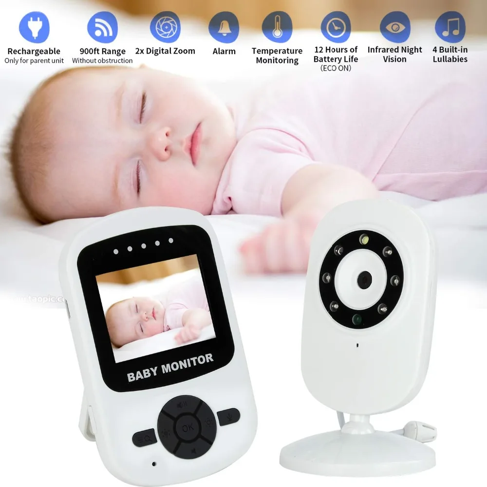 

babykam radio nurse baby sitter nanny baby monitors 2.4 inch LCD IR Night Light Vision Intercom 3 Lullabies Temperature Monitor