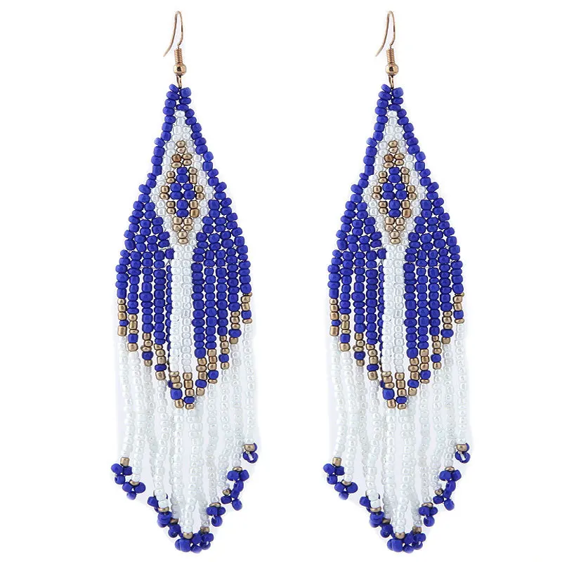 

Bohemian Earrings 2019 Beads Long Earrings Ethnic Style Drop Earings Fashion Jewelry Bijoux Femme Statement Earrings