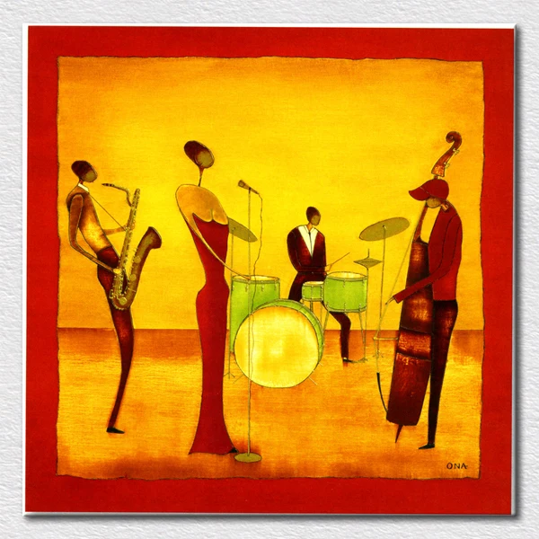 

Wholesal quality decor art craft Designed beautiful Abstract portraits oil painting of jazz band free shipping