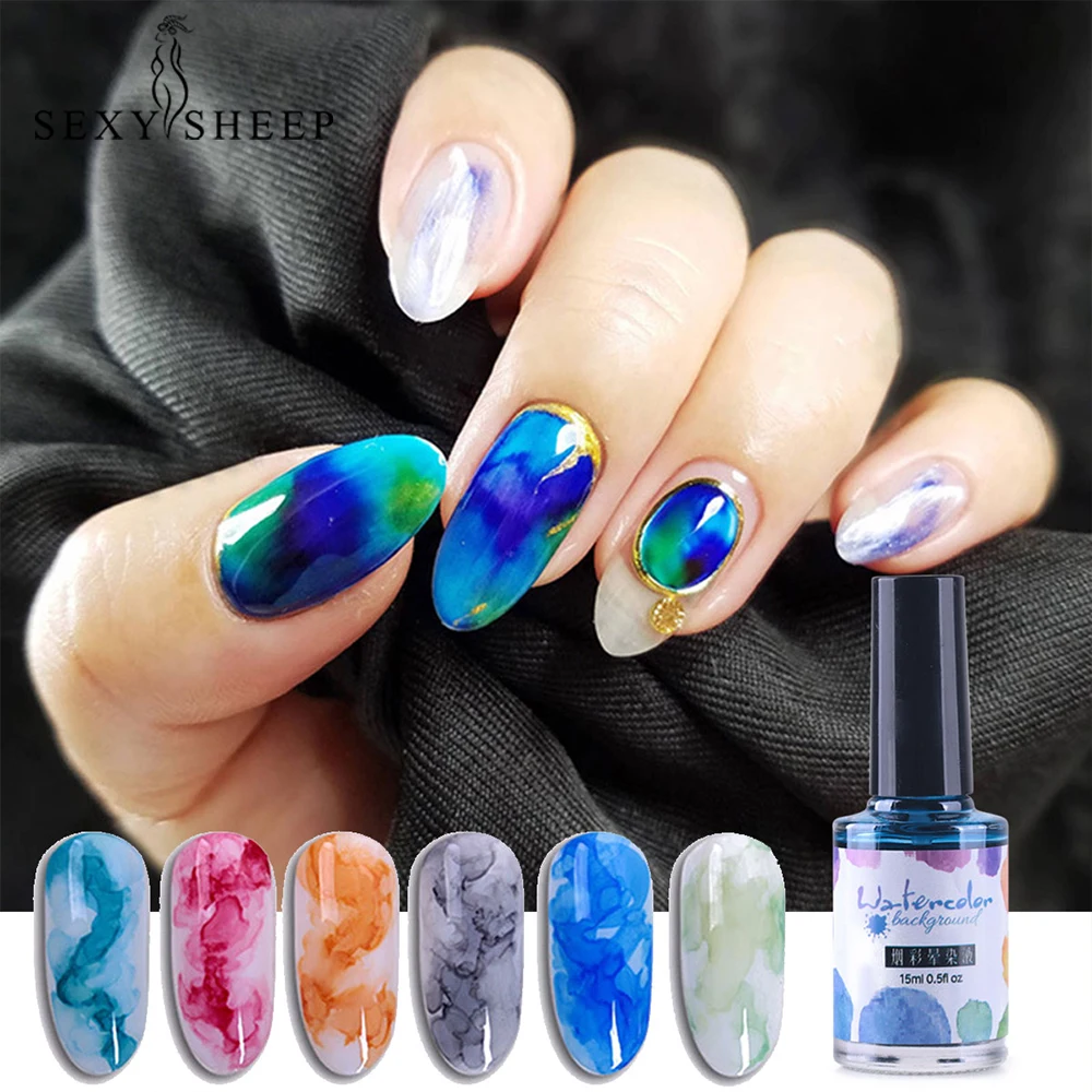 

Watercolor Ink Nail Polish 15ML Blooming Varnish UV Gel Nail Polish DIY Pigment Dye Ink Nail Lacquer Smoky Effect Manicure Art