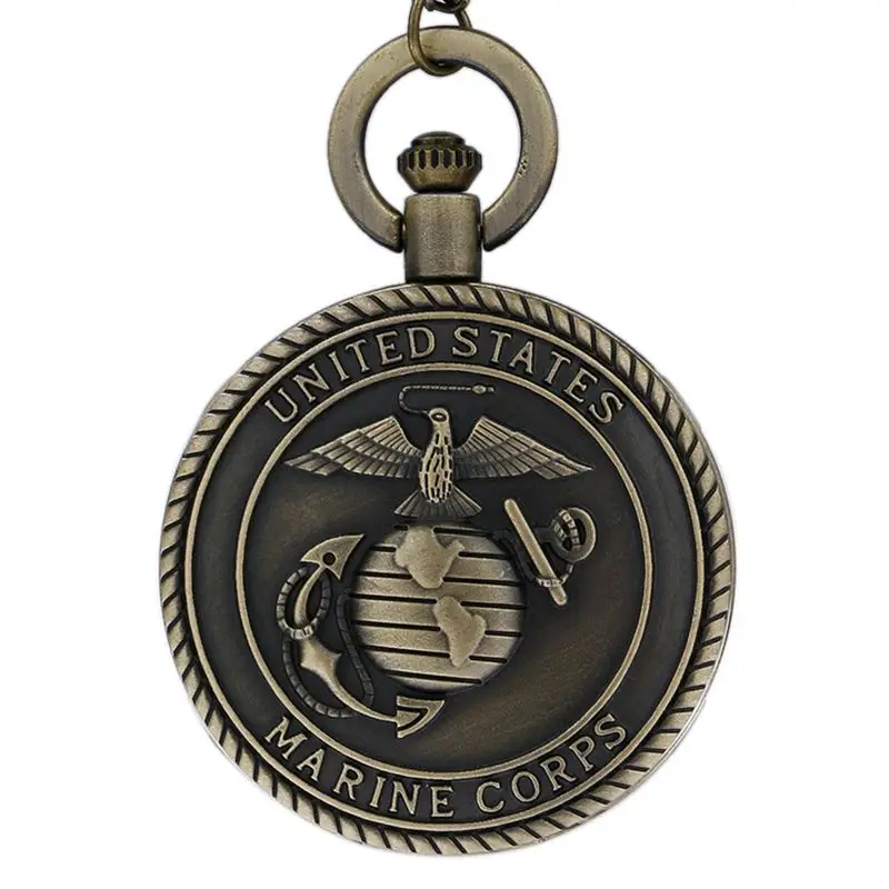 Винтажные бронзовые мужские часы США морской корпус карманные часы лучшие подарки для мужчин для мальчиков ретро военные мужские унисекс подарки - Цвет: Marine