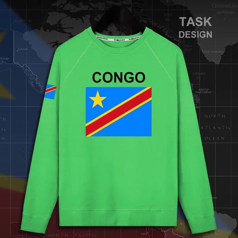 DR Congo COD DRC DROC Congo-Kinsha, мужские пуловеры, толстовки, Мужская толстовка, уличная одежда, хип-хоп флаг, спортивный костюм 02 - Цвет: roundneck-green