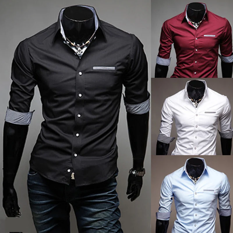 

Lacontrie European Size Men's Shirt 2017 New Fashion 100% Cotton Men's social Slim Business Casual Clothing HALF Sleeve 4 color