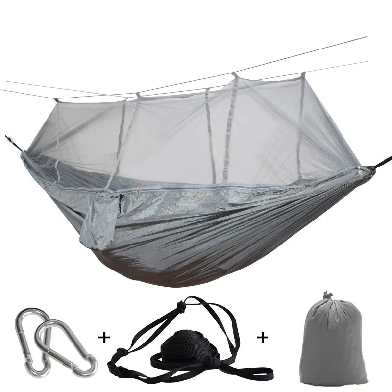 260x140cm Camping Hammock with Mosquito Net Double Travel Hanging Sleeping Bed Swing with Tree Straps for Travel Survival Garden outdoor furniture discount Outdoor Furniture