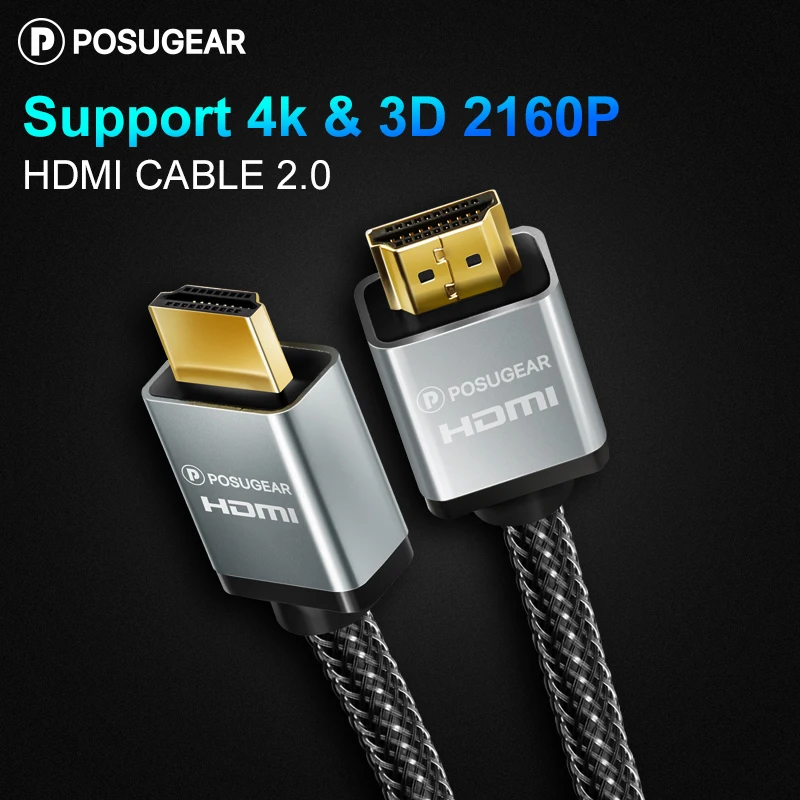 Posugear Мужской HDMI кабель 2,0/A HDR 4K 3D HDMI к HDMI видео кабель удлинитель адаптер позолоченный для PS4 tv Box ноутбука