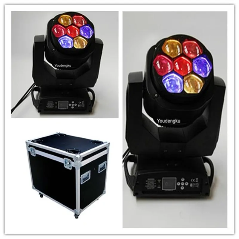 2 Pezzi Con Flightcase Mini Testa Mobile A Led Ape Occhio 7*15 Rgbw 4 In 1 Mini Luce A Testa Mobile Led Fascio + Lavaggio + Zoom Rgbw Luce Della Lavat