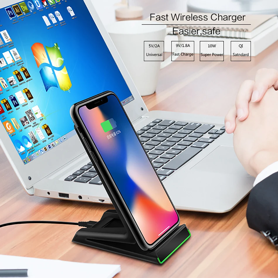 !ACCEZZ Z Shape 7.5W Fast Qi Wireless Charging For iPhone X 8 Plus 10W For Samsung Galaxy Galaxy S9 5W Desktop Charge For Nokia (1)