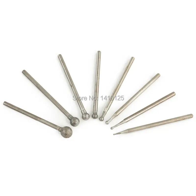 8Pcs Diamond Coated 1-6 mm Spherical Head Mounted Points Spheres Grinding Bit Sculpting Tools Lapidary Gemstone 8Pcs Diamond Coated 1-6 mm Spherical Head Mounted Points Spheres Grinding Bit Sculpting Tools Lapidary Gemstone