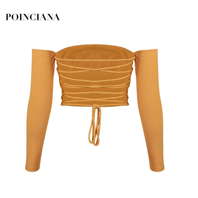 Women's Sweaters Maglioni Donna Womens Fall Fashion Slash Neck Sexy Long Sleeve Backless Lace Up Tops Knitwear Clubwear 2018