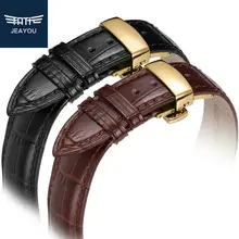 JEAYOU Мужчины Натуральная Кожа Высокого Качества Ремешок Для Tissot/Longines/МКК Золото Развертывания Кнопка 20 мм 22 мм