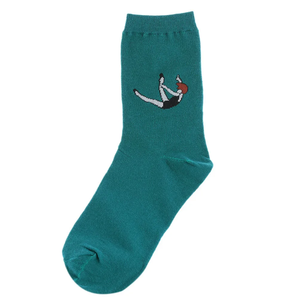 Для женщин Повседневное осень-зима теплые Карамельный Цвет хлопковые носки с рисунком носки