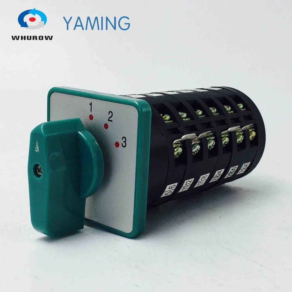 Yaming electric 5A 380V rotary cam switch 3 position 6 poles 36 terminals main universal