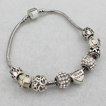 

2018 Fashion European Bracelet Silver Color Crystal Bead Charm Bracelets For Women DIY Luxury Jewelry Original Mother's Day Gift