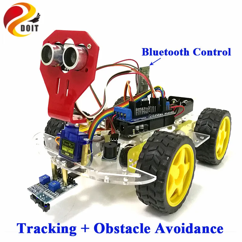 

Tracking Obstacle Avoidance Robot Crawler Tank Car Chassis Kit With Arduino UNO R3 Board By APP Phone For Arduino Kit DIY