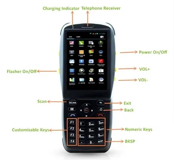

3.5 Inch Touch Screen Black Color Android PDA Terminal with NFC RFID Reader, 1D Barcode Scanner WIFI,3G
