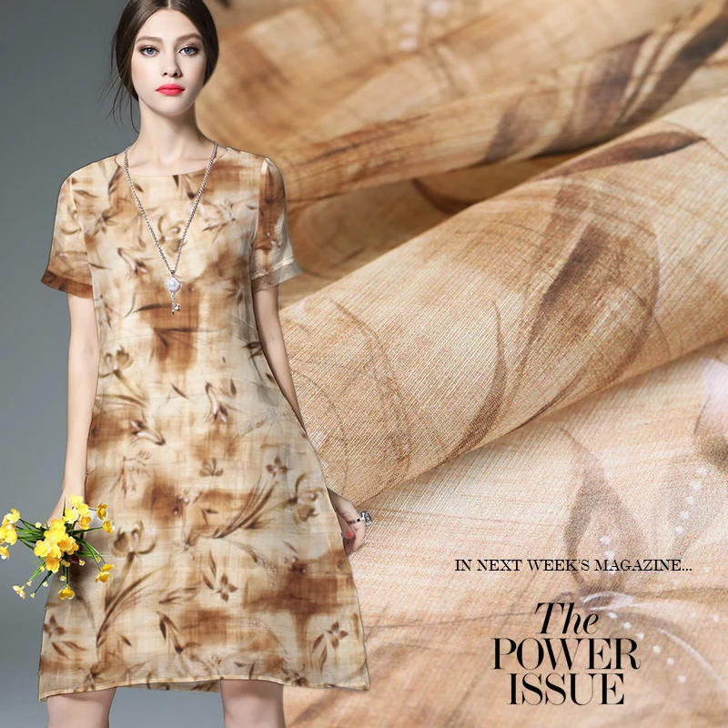 Retro silk linen fabric breathable cheongsam dress natural linen fabric