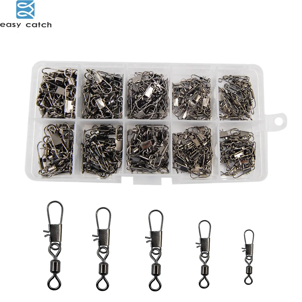 

Easy Catch 200 pcs/box Brass with nickle Fishing Swivels Rolling Swivel Connector For Fishing hooks Tackle equipment