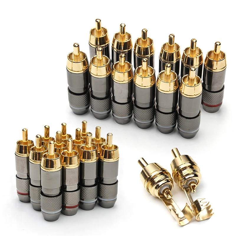 12 шт. позолоченные медные самоблокирующиеся Аудиоразъемы Lotus|connectors gold|connector