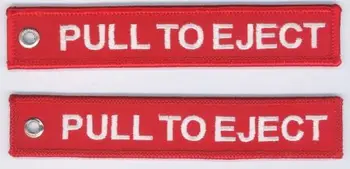 

Red Pilot PULL TO EJECT Embroidery Keychain Keyring Key Ring Key Chain Key FOB Embroidered Key Chain