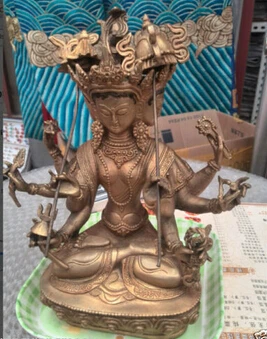 

bi001865 rere Buddha bronze statue 9inch 3 head 6 arm