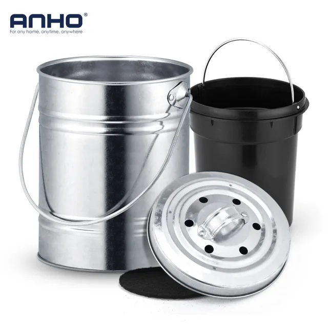 Anho Stainless Steel Trash Can Deodorant Mini Bucket With Lid Anho Stainless Steel Trash Can Deodorant Mini Bucket With Lid Compost Bin Counter Top Waste Kitchen Garbage Storage In Bins From Home