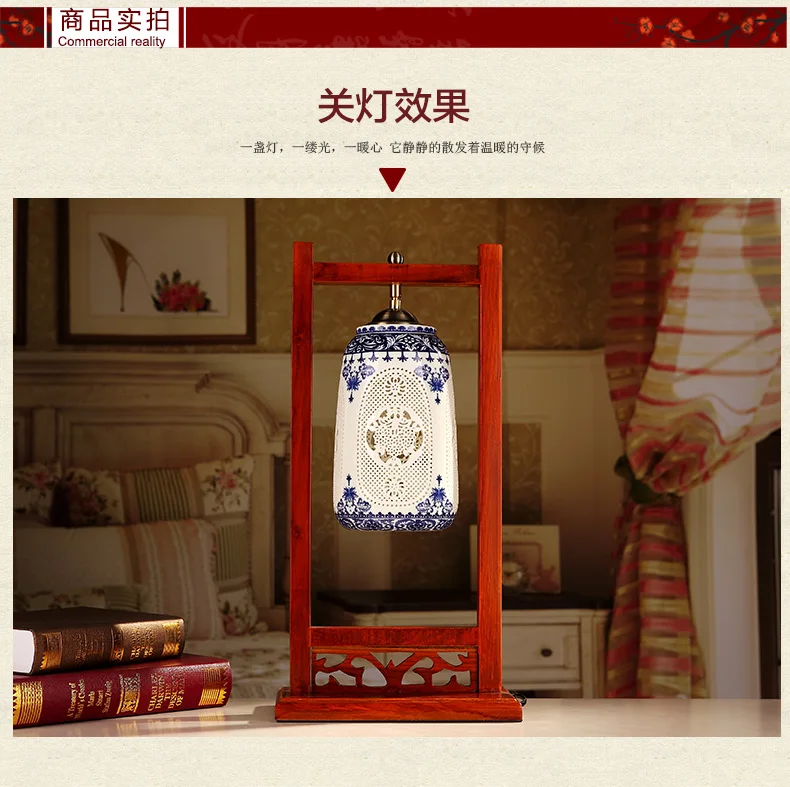 China Antique Living Room Vintage Table Lamp Porcelain Ceramic Table Lamp wedding decoration blue white porcelain table lamp (4)