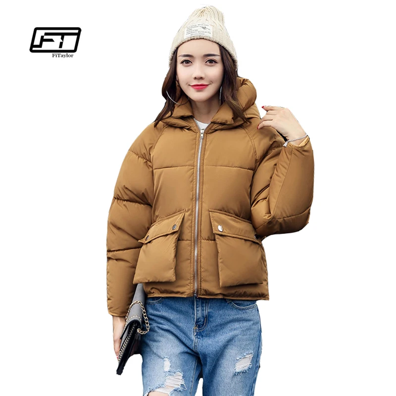 

Fitaylor Winter Women Padded Coats Short Cute Cotton Down Parkas Camouflage Wadded Jacket Loose Casual Warm Overcoats
