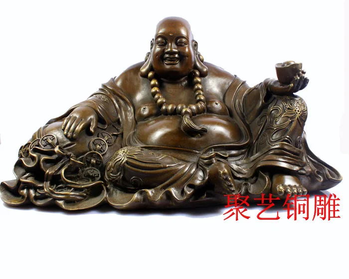 

Bronze statue copper laughing buddha decoration ingot lucky buddha crafts
