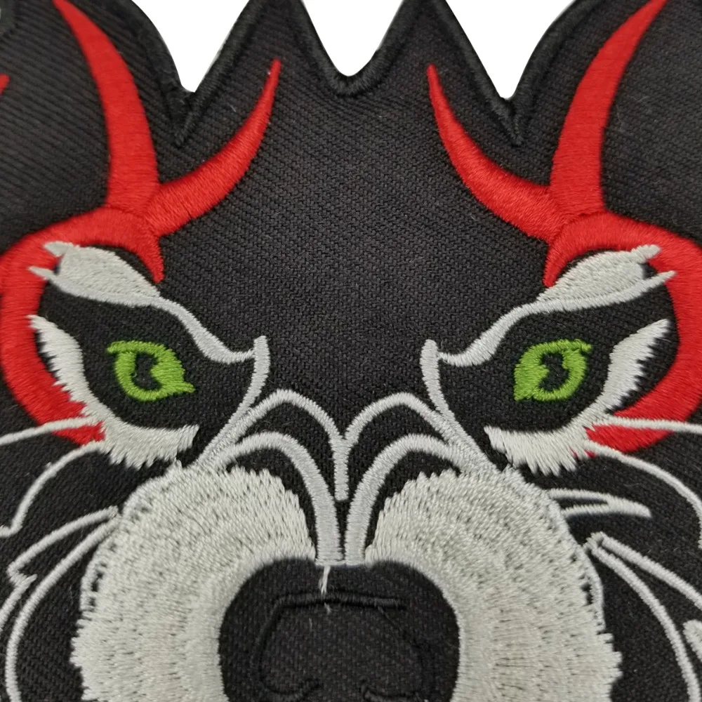 Wolf Biker Vest Rider Motorcycle Embroidered Iron On Back of Jacket Patch Black twill fabric Free Shipping DIY Eco-Friendly(3)