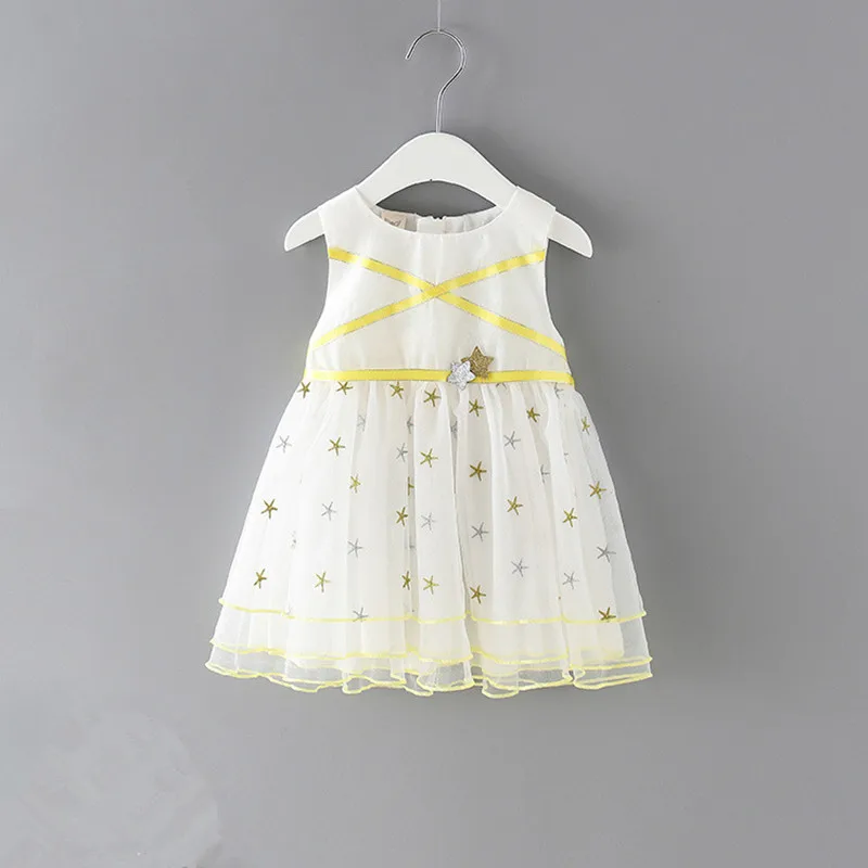 Baby Dress 2019 Girls Dress Kids Baby Girls Lace Ball Gown Dress with Stars Embroidery Clothes Outfits 0-2Y