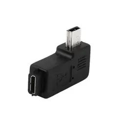 Под прямым углом USB 2,0 Micro 5 Pin Женский к Mini 5Pin мужской 90 градусов адаптер конвертер разъемы левый и правый угол черный