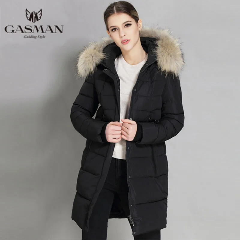 GASMAN 2019 Winter Women Down Jacket Brand Hooded Down Parka For Women Female Overcoat With Natural Fur Collar Plus Size 5XL 6XL