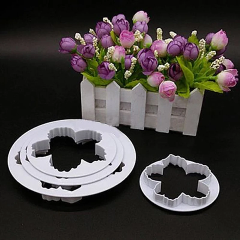 

4Pc DIY Cookie Sugar Fondant Cutter Cake Decoration Peony Petal Mold Cutter Flowers Cake Gum Paste Decorating Moulds