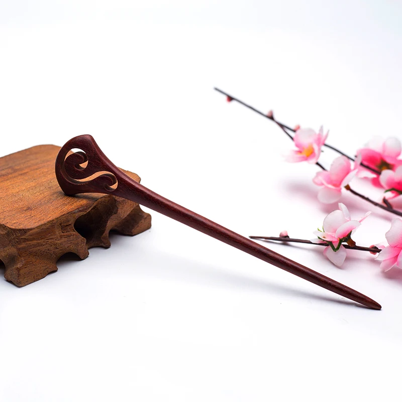 

Vintage hollow hand-carved sandalwood hairpin Hair stick chinese Bridal hair accessories 2019 new charm head jewelry for women