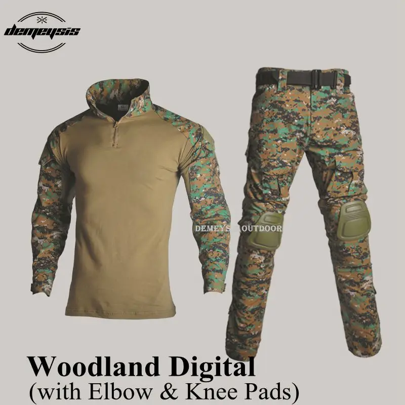 Спортивные костюмы для боевых тренировок, Тактическая Военная форма для охоты, стрельбы, пейнтбола, костюм CS Wargame, рубашка+ штаны - Цвет: woodland digital