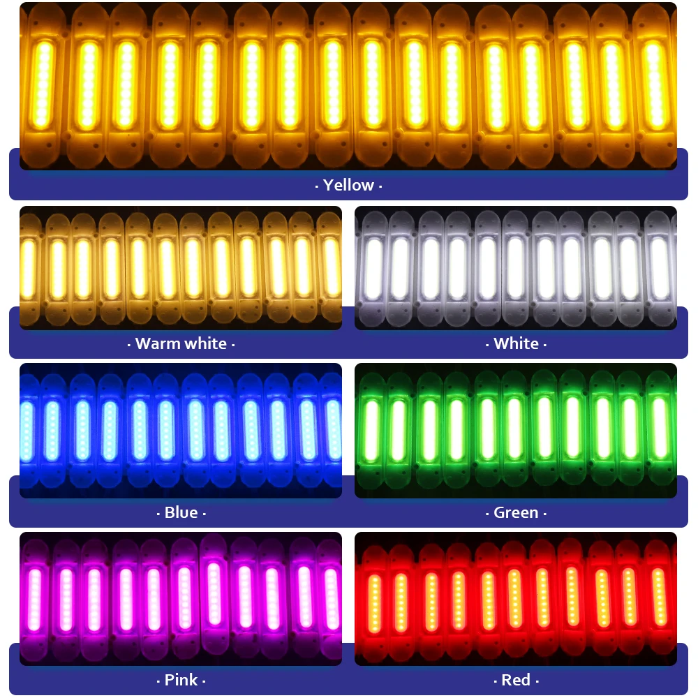 20 шт. 5050 COB модуль освещения для знака DC12V водонепроницаемые суперяркие светодиодные модули SMD RGB/белый/теплый белый/синий/красный/зеленый/желтый