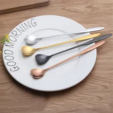 A Forma di cuore Cucchiaio Mescolando Cucchiaio Cucchiaio Posate Ghiaccio Tè Da Dessert Cucchiaio Da Tavola Accessori Per la Cucina In Acciaio Inox(China)